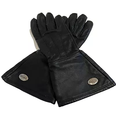 Harley Davidson Motorcycle Black Leather Gauntlet Riding Gloves Women’s SZ Small • $32