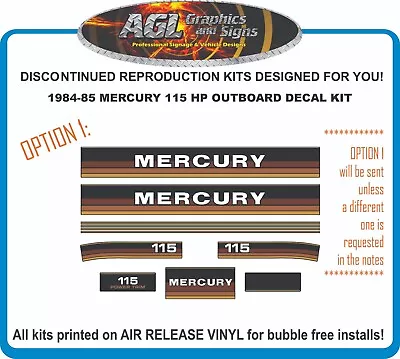 1984 1985 MERCURY 115 Hp  Reproduction Outboard Decals Also 90 Hp • $54.52