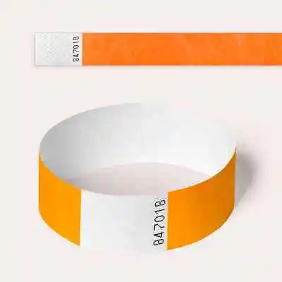 £2.90 • Buy Neon Orange Plain And Customised Printed Tyvek Wristbands, Paper Like, Security,
