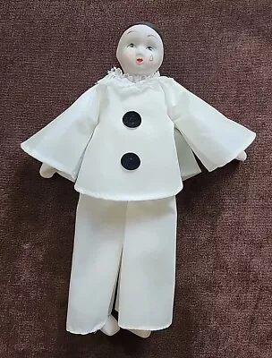 Porcelain Head Cloth Body Pierrot Mime/Tear Drop Clown Doll 8 1/2  • $10.99