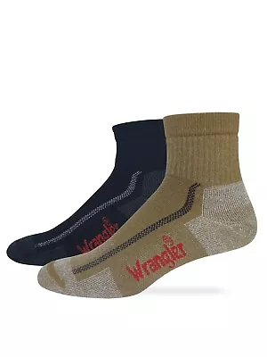 Wrangler Mens All Terrain Gear 70% Merino Wool Quarter Cushion Socks 2 Pair • $16.99