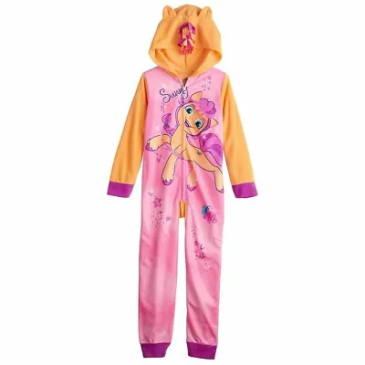 Girl My Little Pony One Piece Pajamas Union Suit Hoodie Sleeper Sunny Pink 4-10 • $30.90