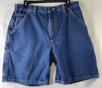 VTG Men's Carhartt Carpenter Jean Shorts Blue Denim B28 DST Size 34 Actual 33 • $27.98