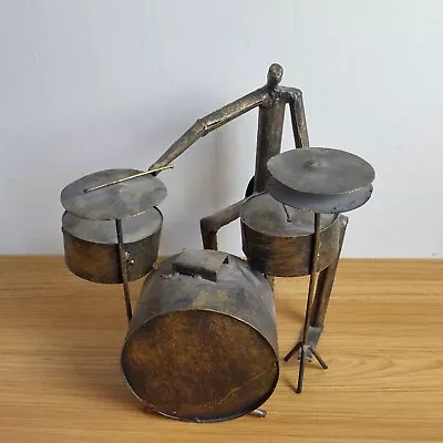 Z Gallerie Metal Tube Art Drummer Sculpture Jazz Band Drum Set Brutalist Modern • $40