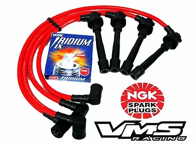 Vms Honda B16 Vtec Engine 10.2mm Spark Wires & Ngk Iridium Ix Plugs Combo Red • $69.88