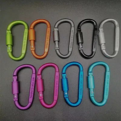 Heavy Duty 8CM Carabiner Clip Hook D-Ring Screw Lock Outdoor  Buckle 50KG 1-10x • £11.49