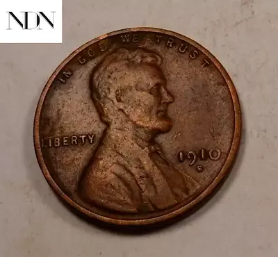 1910-S Lincoln Wheat Penny Cent - Very Fine (VF) - Key Date! #W163 • $27.95