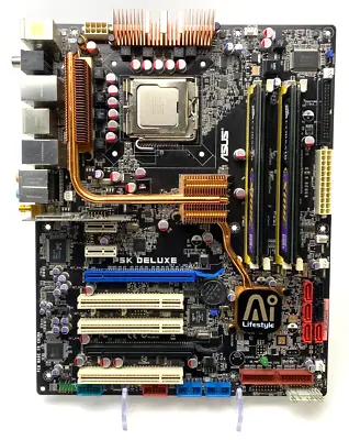 ASUS P5K DELUXE WIFI-AP MOTHERBOARD INTEL C2D E8400 2.4GHz P35 LGA775 4GB DDR2 • $89.98