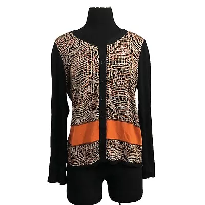 Marco Polo Print Cardi Cardigan Size Large 14 Women Long Sleeve Top Designer • £7.75