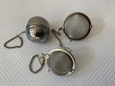 Vintage Lot Of 3 Aluminum Loose Tea Ball Infusers / Strainers With Chains • $11.99