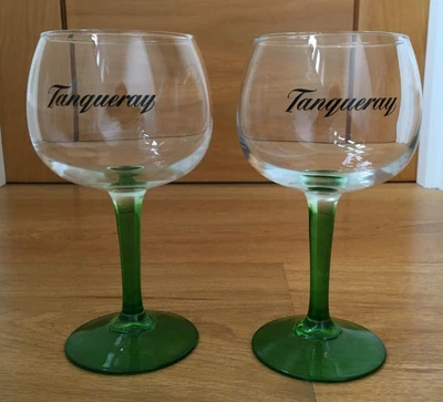 £8 • Buy 2 X Tanqueray Gin Copa Balloon Glasses Green Stem Pub Bar Pair