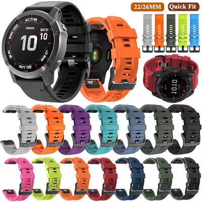 Silicone Watch Band For Garmin Fenix 6 6X Pro 5 5X Plus 7 7X 965 Quick Fit Strap • $10.55