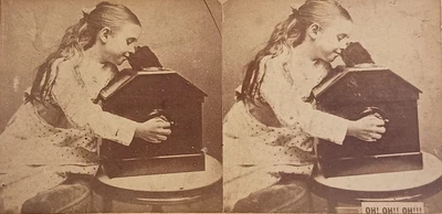 £43.52 • Buy Original Stereoview.  Young Girl Looking At Tabletop Stereoscope (Stereo Viewer)