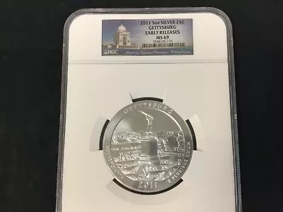 2011-P 25C ATB Gettysburg NP5 Oz .999 *SILVER*  - NGC SP 69!!! Early Release! • $194.95