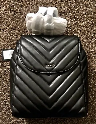 DKNY Womens Ladies Backpack Bag Veronica Black Quilted Brand New Tags RRP £210 • £64.95