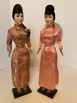 1960s  Vietnamese Dolls In Traditional Dress With Non La Collectible Vintage • $55