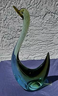 Vintage Green Blue Large Murano Art Glass Swan 15  Tall Over 5lbs *Made In Italy • $99.99