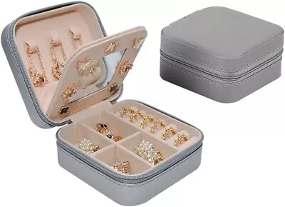 Portable Jewellery Box Travel Jewellery Box Organizer Storage Case With Mirror • £4.95