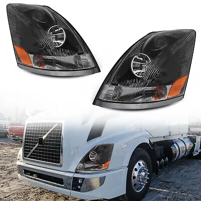 Headlights W/ Black Bezel Pair Set For 04-17 Volvo VN/VNL Truck Headlamps LH RH  • $239.99