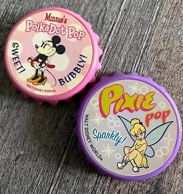 Vintage WDW Walt Disney World Tinkerbell Pixie Minnie Mouse Bottlecap Magnet Set • $14.95