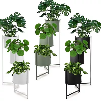 3 Tier Metal Plant Pot Stand Decoration Indoor Outdoor Flower Display Home D?cor • £26.99