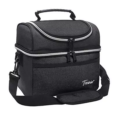 Insulated Lunch Bag For Men Work Picnic Cooler Bag 10L With Shoulder Strap Black • £19.09