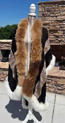 Rare Peruvian Handmade Quechua Alpaca Poncho Cape With Baby Alpaca Fur • $580