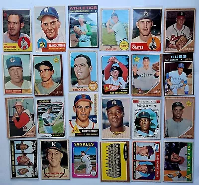 1950s 60s 70s Vintage Baseball 24 Card Lot Musial Mays Hank Aaron Kaline Spahn + • $134.95