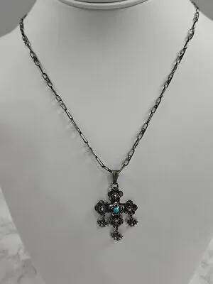 Vintage Sterling Silver Handmade Maltese Cross And Chain 26 Inch • $49