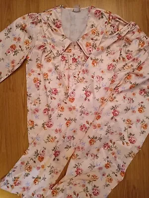 Vintage BARBIZON Cuddleskin Sz S 2 Pc Pajamas PJs Pale Pink Floral Sleep Lounge • $24.99