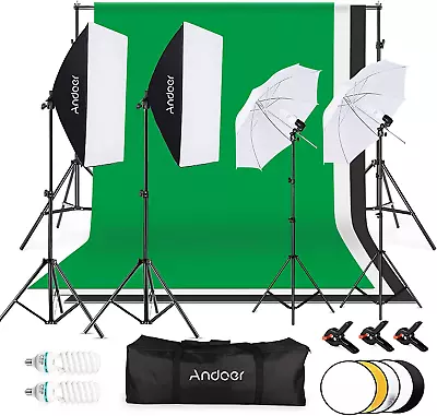 Photo Studio Lighting Kit 1.8Mx 2.8M/6X 9Ft Background Support System 3 Color  • £159.99