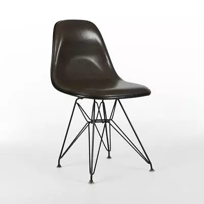 Herman Miller Eames Chair Brown Vinyl Original DSR Black Dining Side Shell • £375