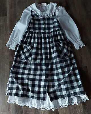 $75 • Buy Vintage Storybook Heirlooms Girls Sz 8 Gingham Prarie Jumper Dress Cottagecore