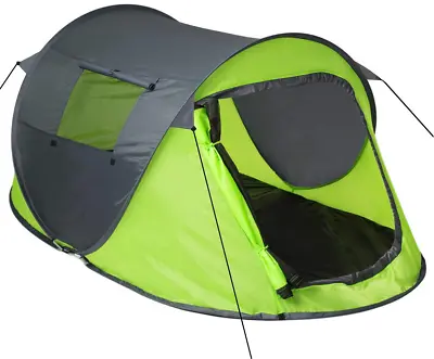 Pop Up Tent 2 Person Fast Quick Pitch Camping Instant + Tent Pegs Ropes And Bag • £63.95