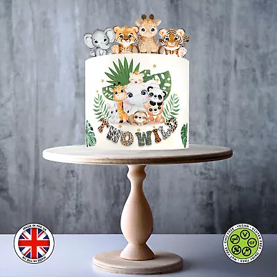 Two Wild Baby Shower Safari Cute Animals Jungle Edible Topper ICING/WAFER • £7.79