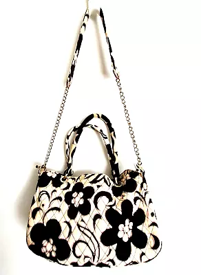 Vera Bradley Night & Day Convertible Shoulder Bag Quilted Purse White Black • $23.87