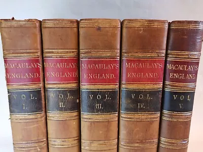 £149.99 • Buy 1852 History Of England By Macaulay Leather Bound 5 Vol Set VGC Antique 
