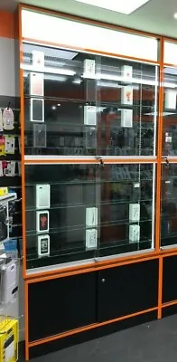 Shop  Counter Display Unit Led Lights Glass Shelves Shop Fittings Black Gloss  • £1199.99