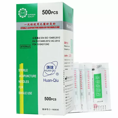 HUANQIU Acupuncture Spring Handle Needles With Guide Tube 500 1000 Massage Treat • £14.03