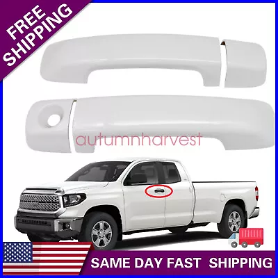 Fit 2007-2021 Toyota Tundra FRONT Door Handle COVERS NoPK 040 SUPER WHITE • $34.25