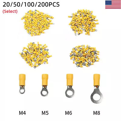 200-20PCS Vinyl Ring Terminals Connector Yellow 12-10GA AWG Gauge  Crimp Wire • $5.99