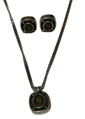 $10.90 • Buy Ben Amun Roman Soldier Cameo  Necklace Matching Clip Earrings (n410)