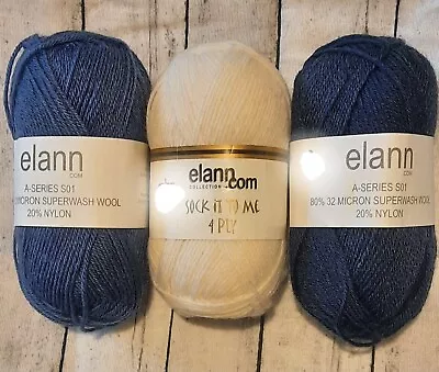 Elann Superwash Wool Blend Yarn Lot 3 Different Colors  SZ 1 50g/163 Yds Ea. • $14.99