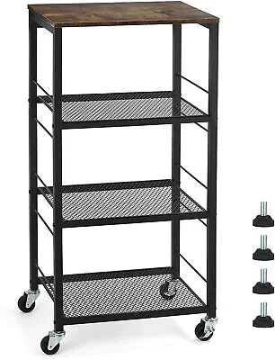 4 Tiers Kitchen Cart On Wheels Rolling Utility Storage Shelf For Bedroom Office • $44.72