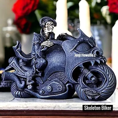 Skeleton Biker Figurine Death Rider Hells Angels Motorbike Ornament Pagan Wiccan • £14.90