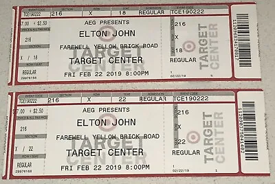 Elton John Full Unused Concert Ticket Stub Minneapolis MN Target Center 2/22/19 • $18.74