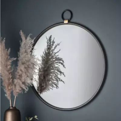 £23.99 • Buy Round Industrial Wall Mirror Black Rustic Distressed Frame Wall Hanging Decor
