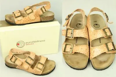 $15 • Buy EuroWELLNESS Balance EVA Woven Leather Cork Shoes Mules Slip On Sandals 6/37