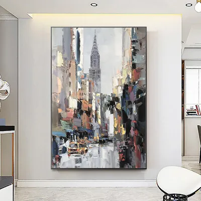 Mintura Handmade Thick City Landscape Oil Painting Morden Wall Decor Art Picture • £25.20