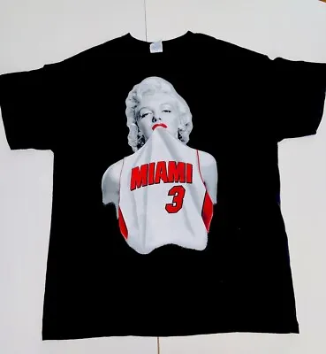 MARILYN MONROE White T Shirt  WEARING MIAMI HEAT # 3 DWYANE WADE Sz LG • $19